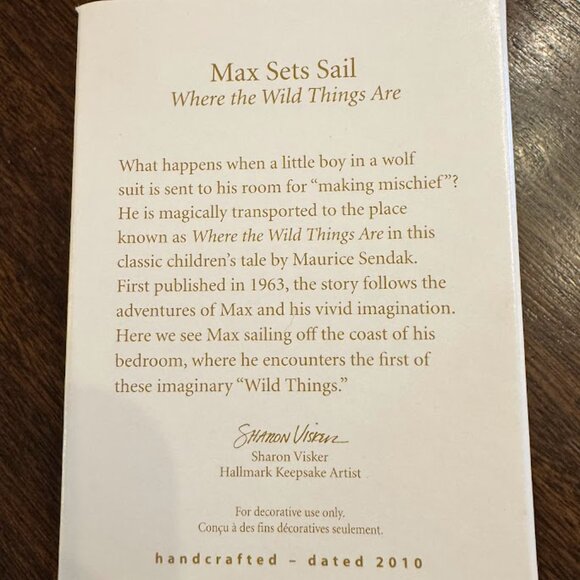 Hallmark Keepsake Ornament Max Sets Sail Where The Wild Things Are 2010 - Picture 5 of 5